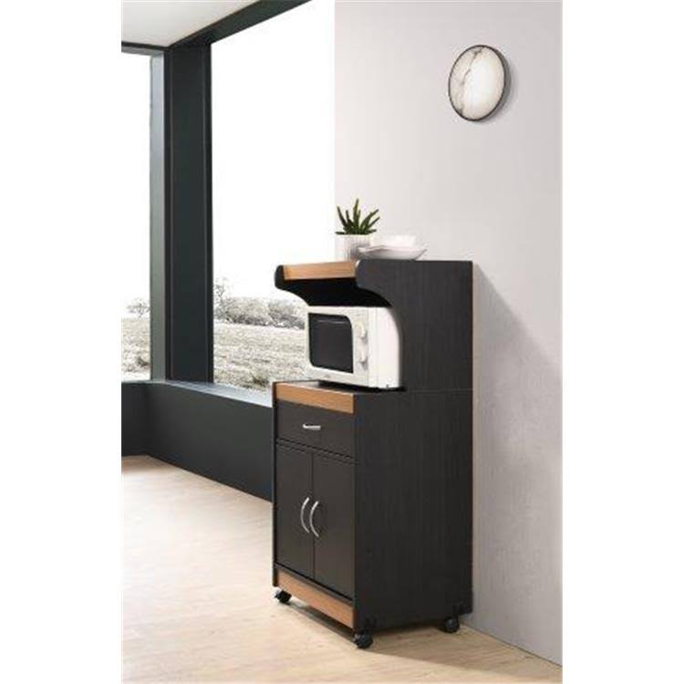 Black-Beech Microwave Kitchen Cart D804