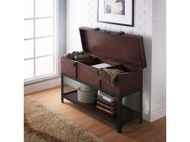 Vintage Walnut Storage Trunk Console Table G308152
