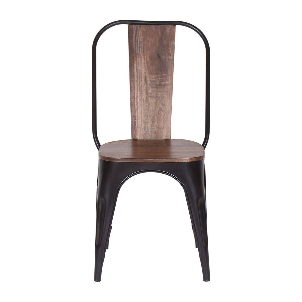 Industrial Iron Mango Wood Side Dining Chairs (Set of 2) Brown A5206