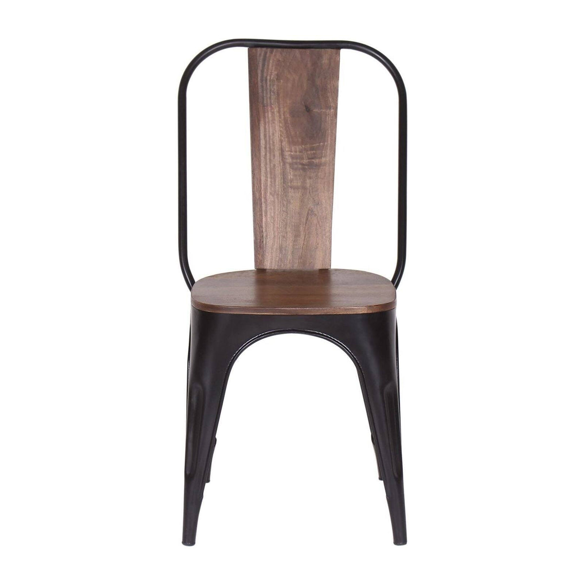 Industrial Iron Mango Wood Side Dining Chairs (Set of 2) Brown A5206