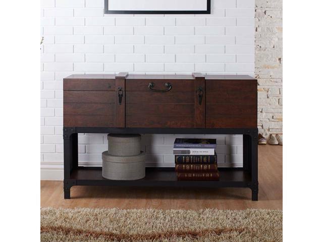 Vintage Walnut Storage Trunk Console Table G308152