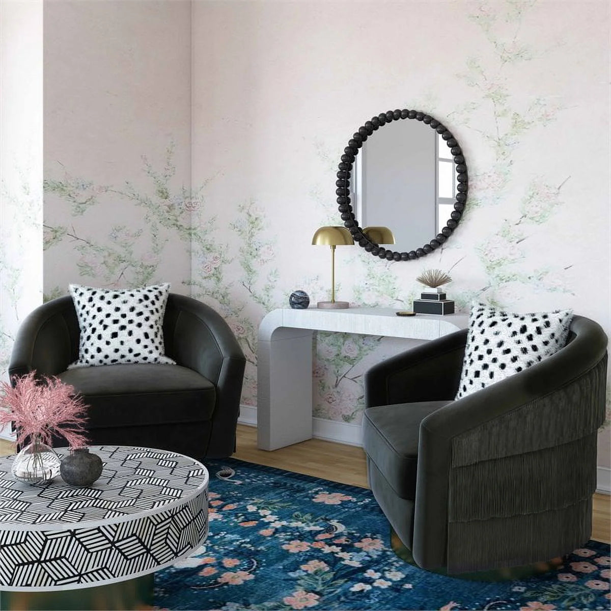 Black Velvet Swivel Accent Chair N806