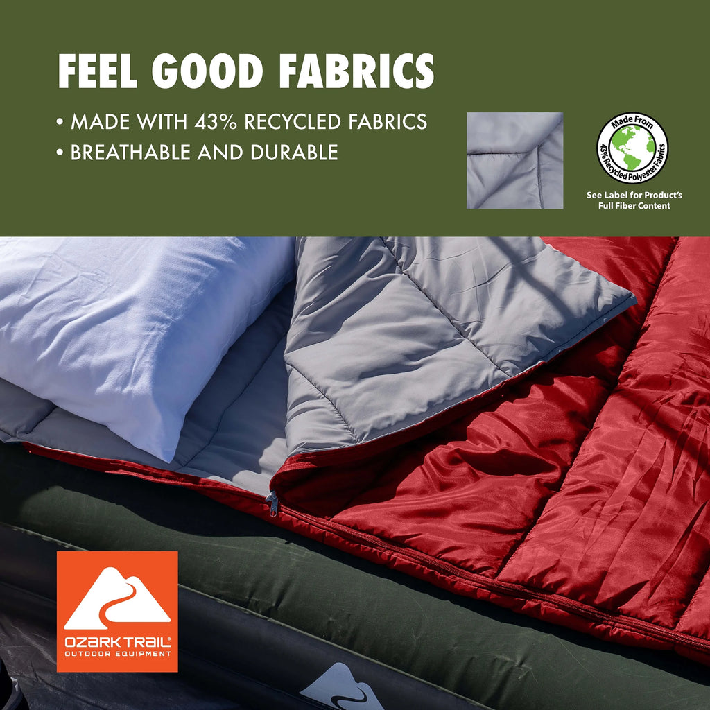 50-Degree Warm Weather Rectangular Sleeping Bag, Red, 33x75 L565712