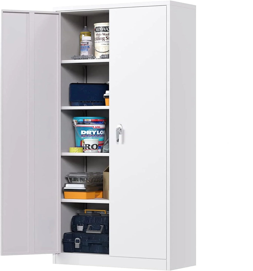 Black Metal Storage Garage Cabinet with Locking Doors and Adjustable Shelves L489962