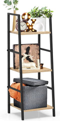 5-Tier Wood and Metal Ladder Shelf Bookcase W180