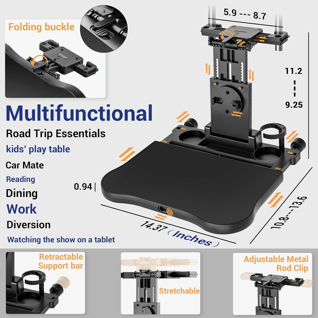 Foldable Car Seat Tray Table with Non-Slip Pad D200