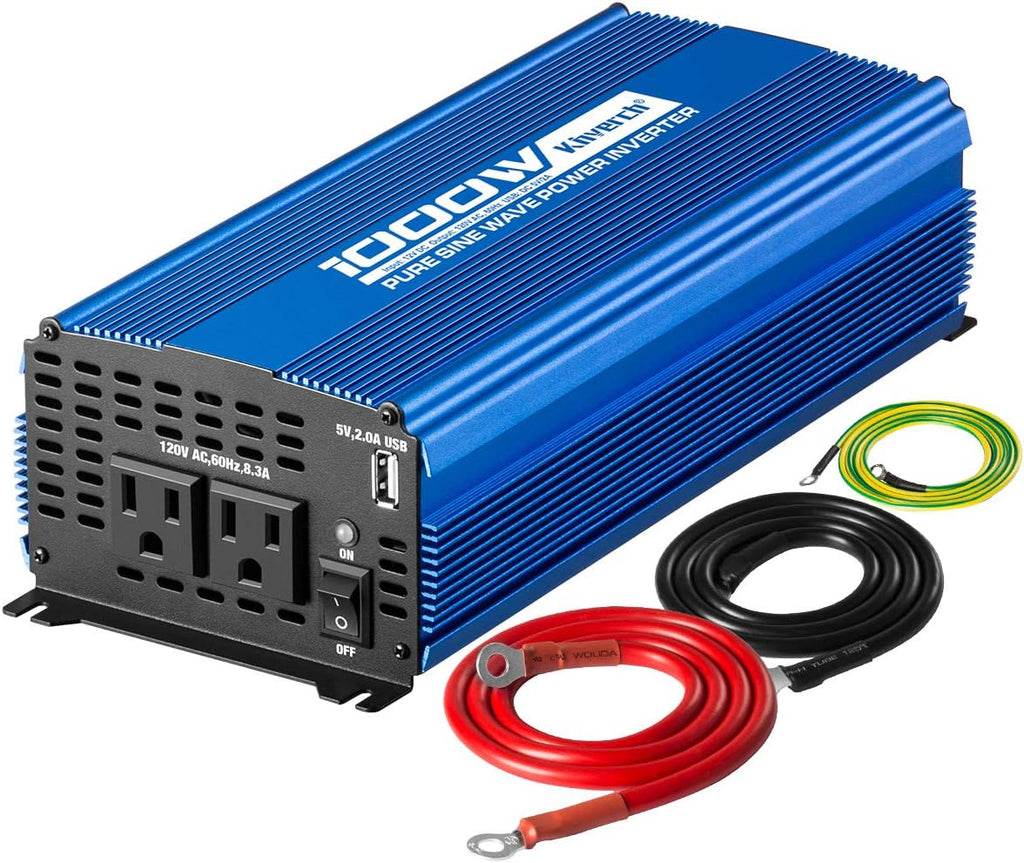 1500W Pure Sine Wave Power Inverter 12V DC to 110V AC Car Inverter with Bluetooth and 2AC Outlets & USB Port G48816