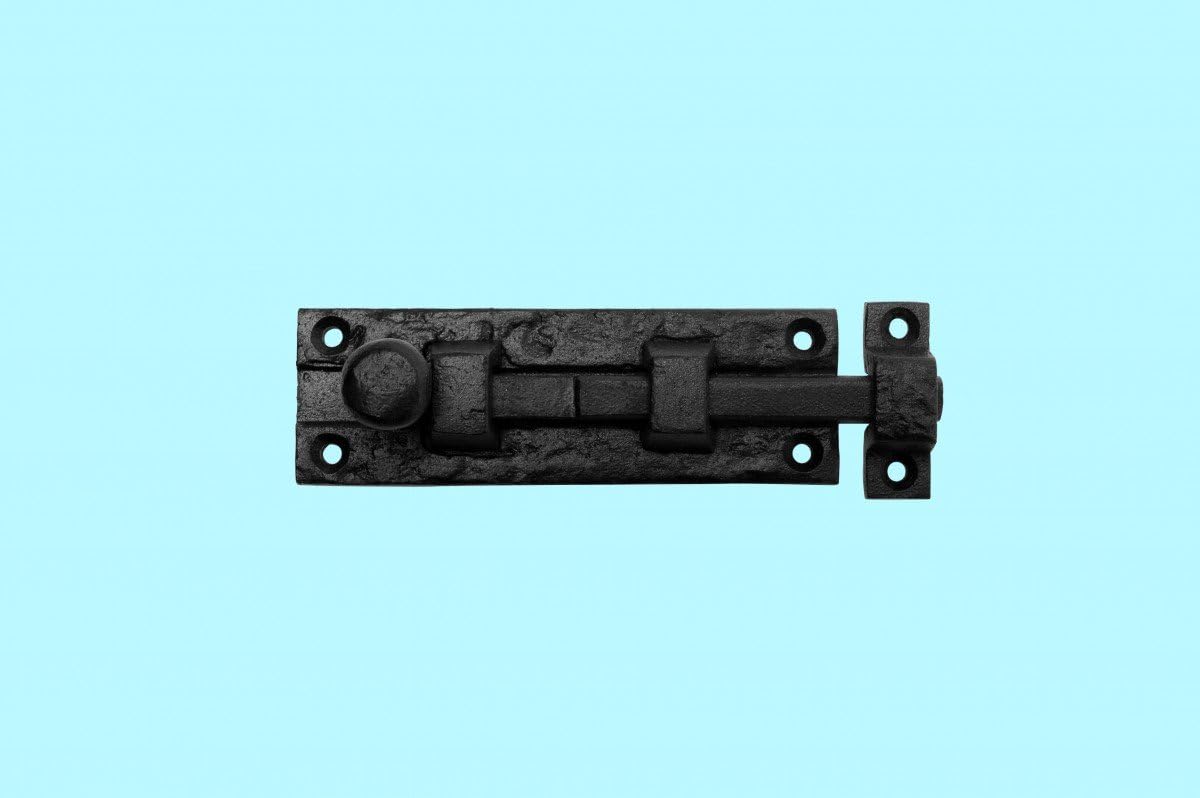Black Wrought Iron Slide Bolt Door Latch 4 Pack I444730