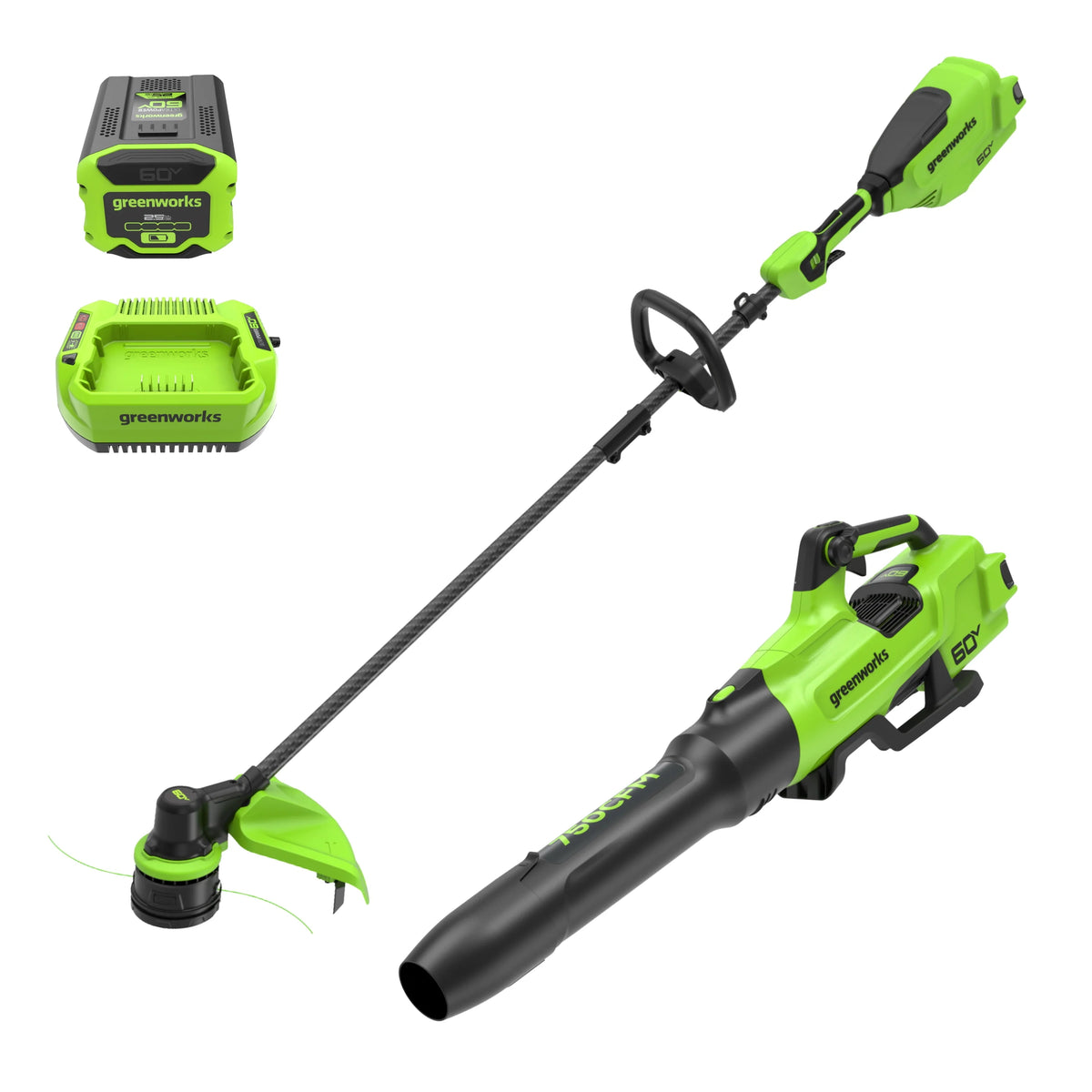 60V 16 Front Mount Carbon Fiber String Trimmer & 750 CFM Blower Kit L111