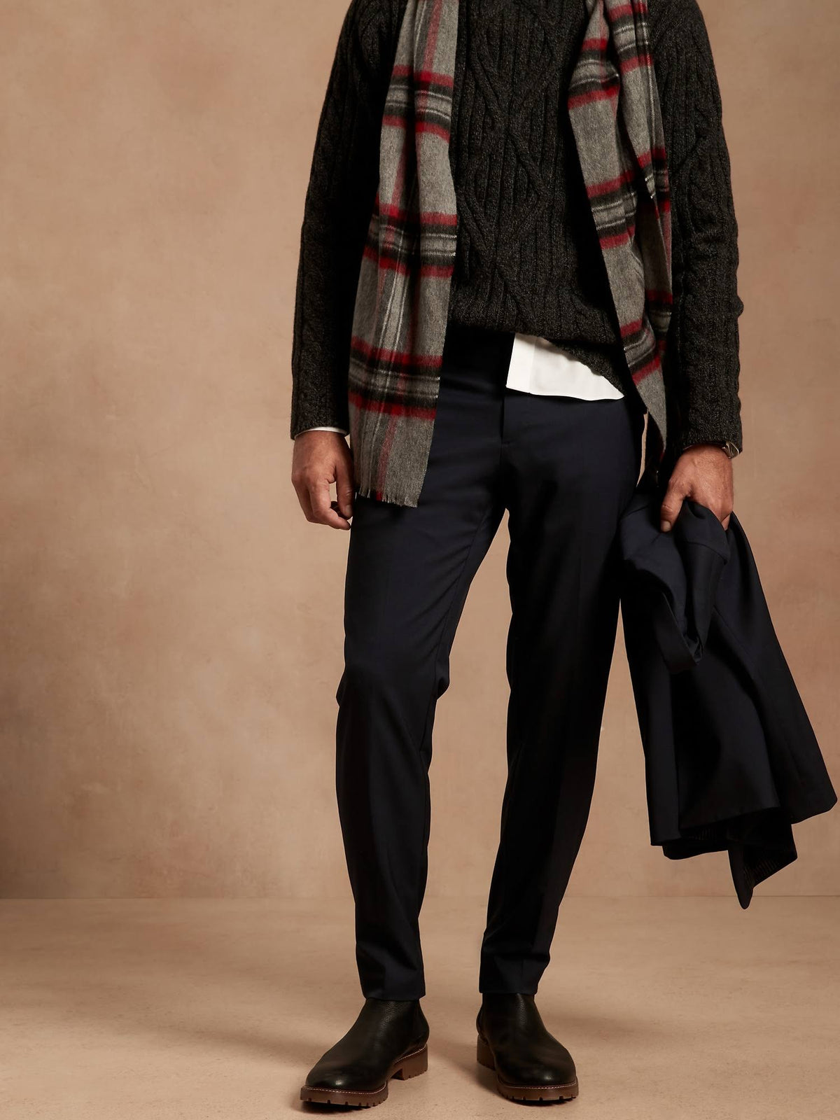Navy Slim Italian Wool Suit Pant J260262