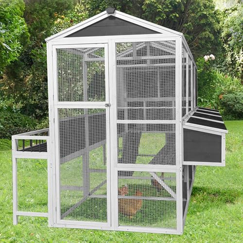 Gray 3-Tier Wooden Chicken Coop with Run X169083