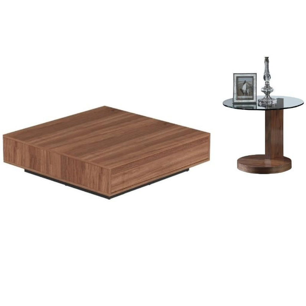 2-Piece Walnut Cocktail Table and Lamp Table Set E4691