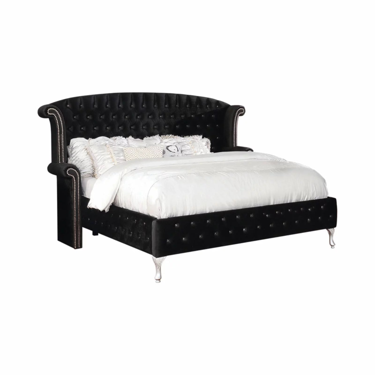 Gray Tufted Velvet Upholstered King Bed G893