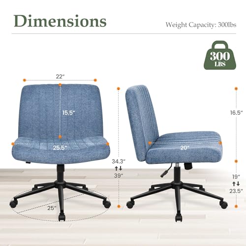 Beige Armless Criss Cross Office Chair with Wheels Q596727