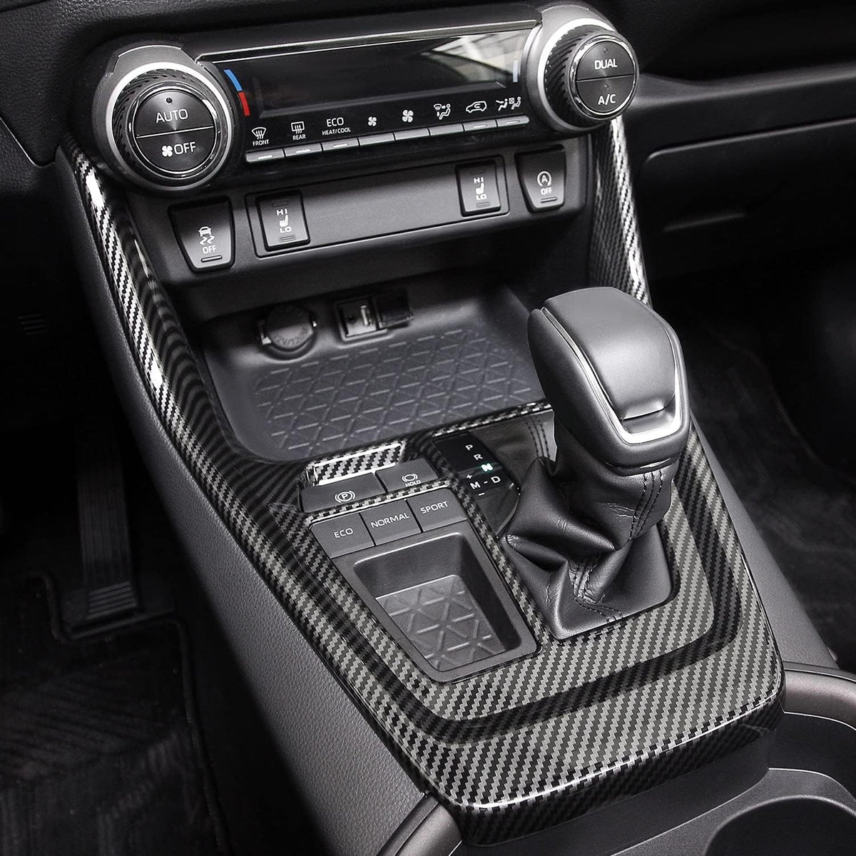 Carbon Fiber Gear Shift Box Panel Trim Cup Holder Cover O250368