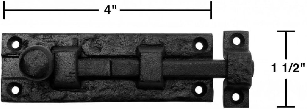 Black Wrought Iron Slide Bolt Door Latch 4 Pack I444730