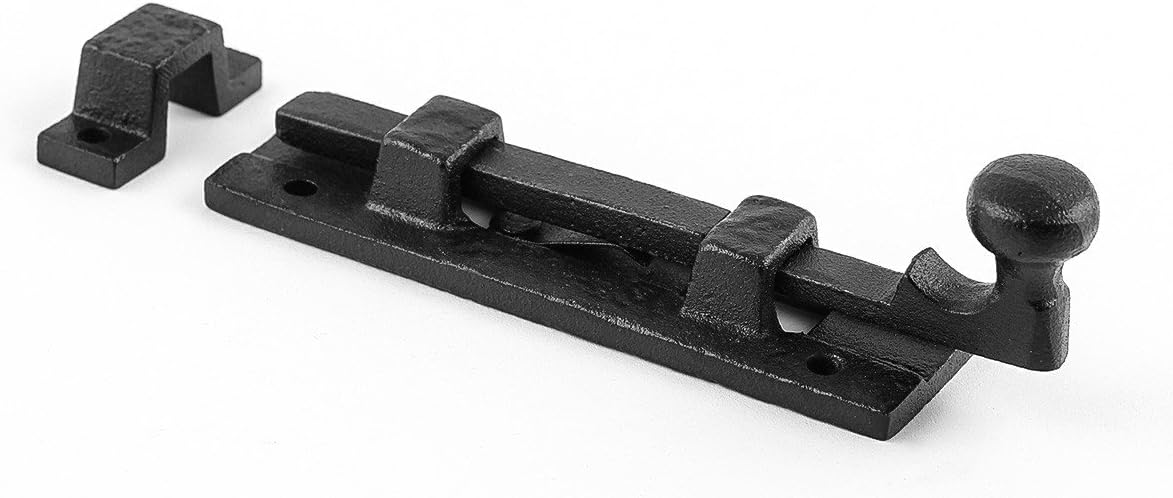 Black Wrought Iron Slide Bolt Door Latch 4 Pack I444730