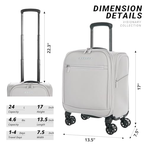 Navy 14-Inch Softside Underseat Carry On Luggage with Wheels D5440
