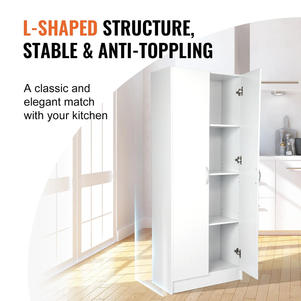 60" Tall Kitchen Pantry Cabinet with Doors and Adjustable Shelves H625
