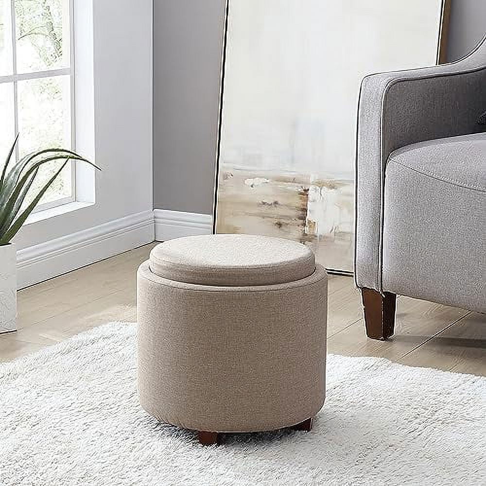Round Velvet Ottoman with Lift Off Lid and Tray Lid G169424