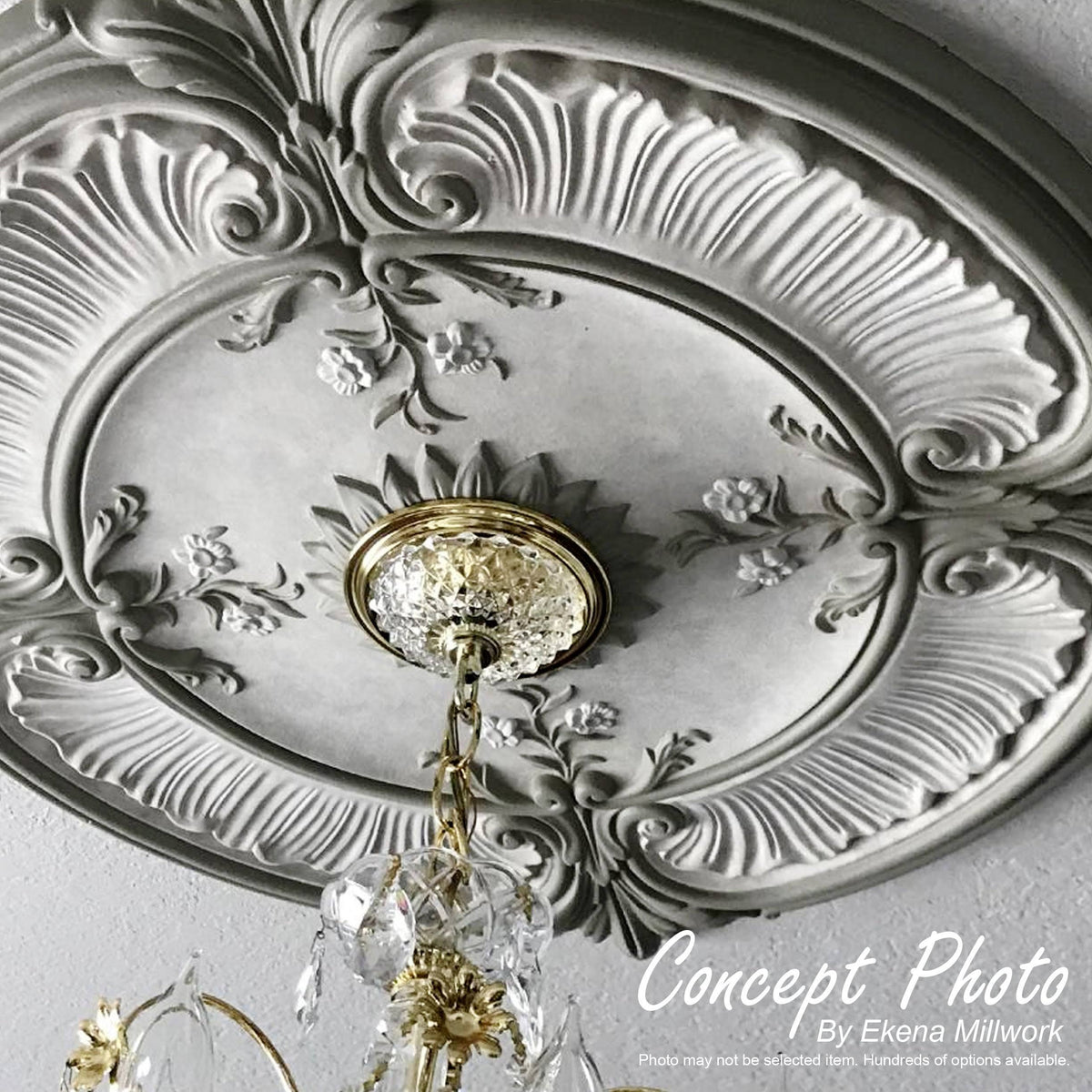 13 3/4x22OD x 1x22P Hand-Painted Silver Ceiling Medallion U88513