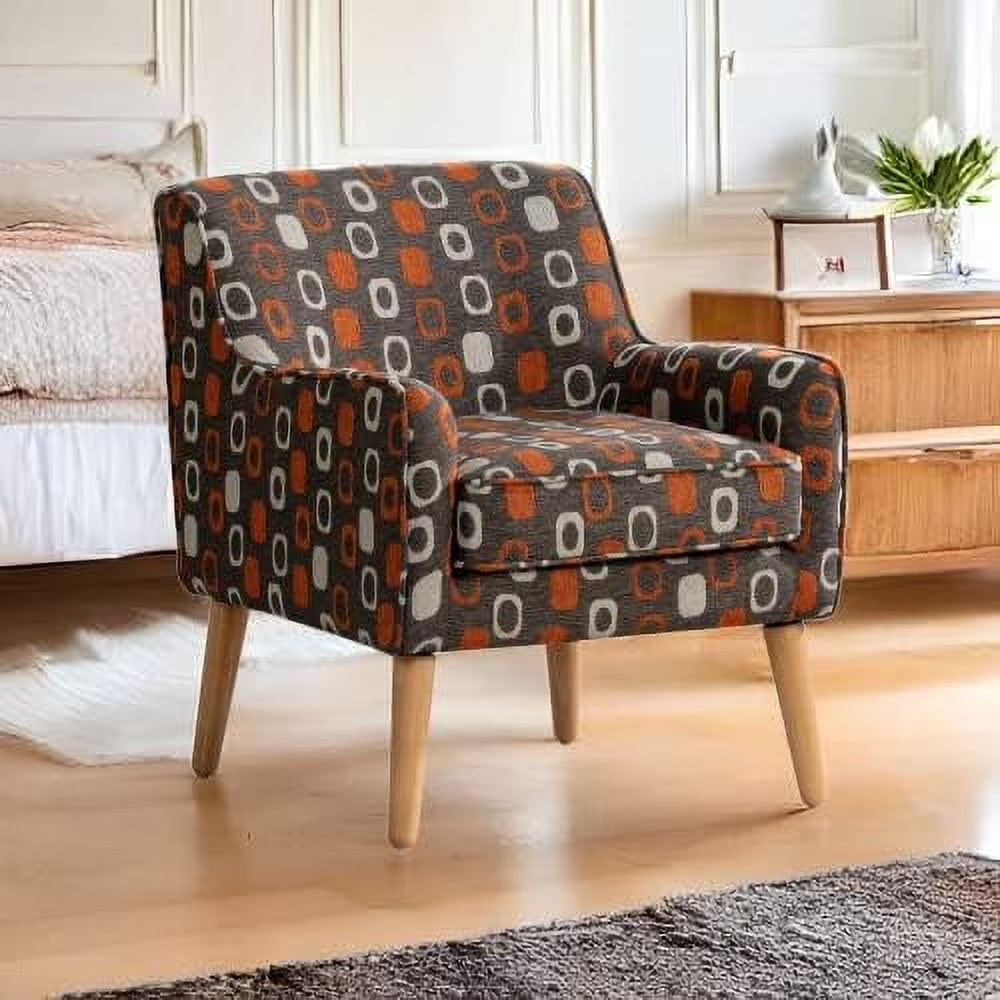 Grey Pattern Linen Fabric Accent Chair F82798