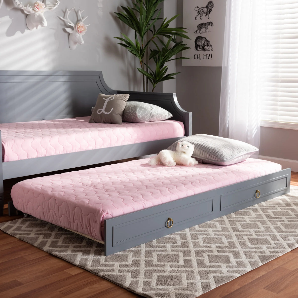 Gray Finished Wood Twin Size Trundle Y130