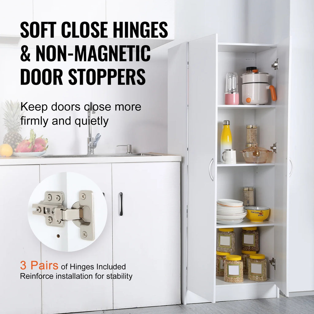 60" Tall Kitchen Pantry Cabinet with Doors and Adjustable Shelves H625
