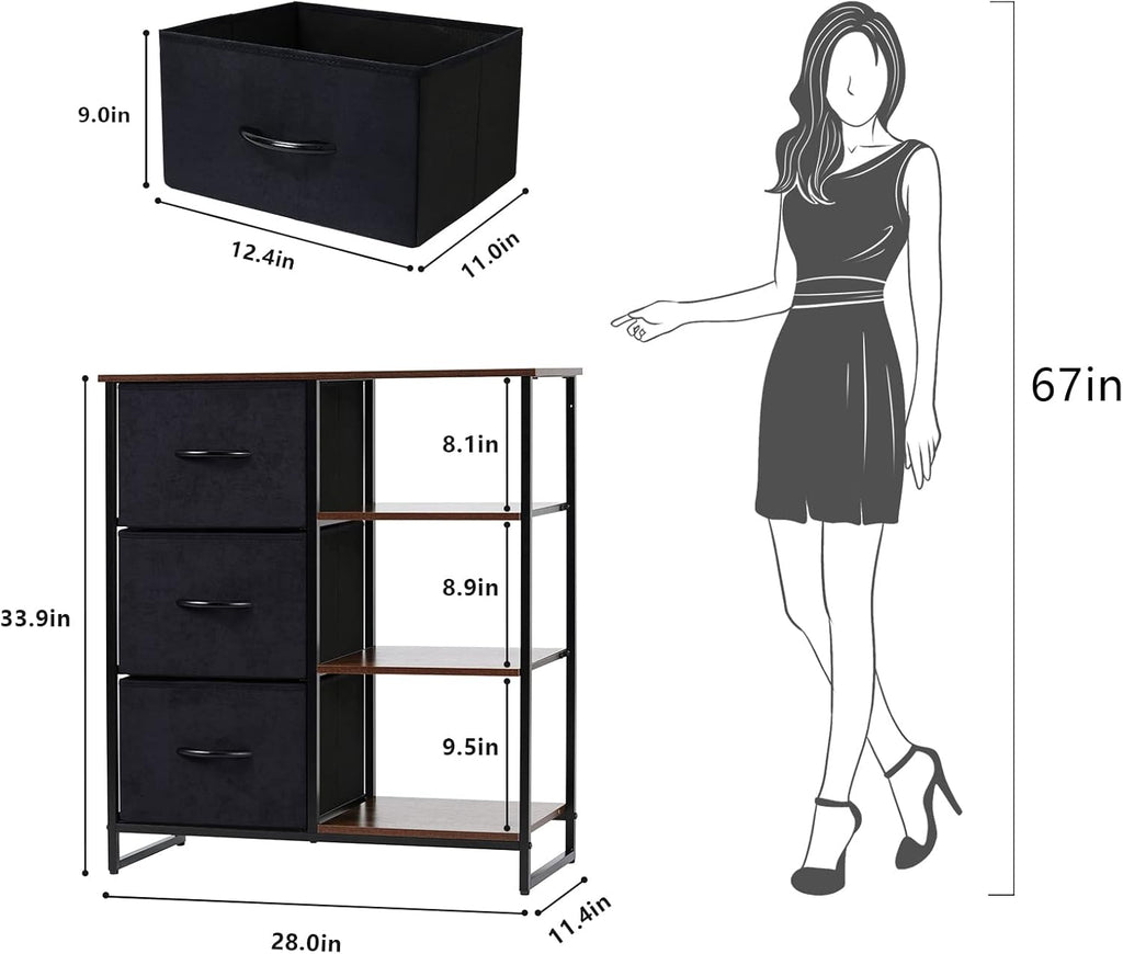 3 Drawer Dresser with Shelves G982795