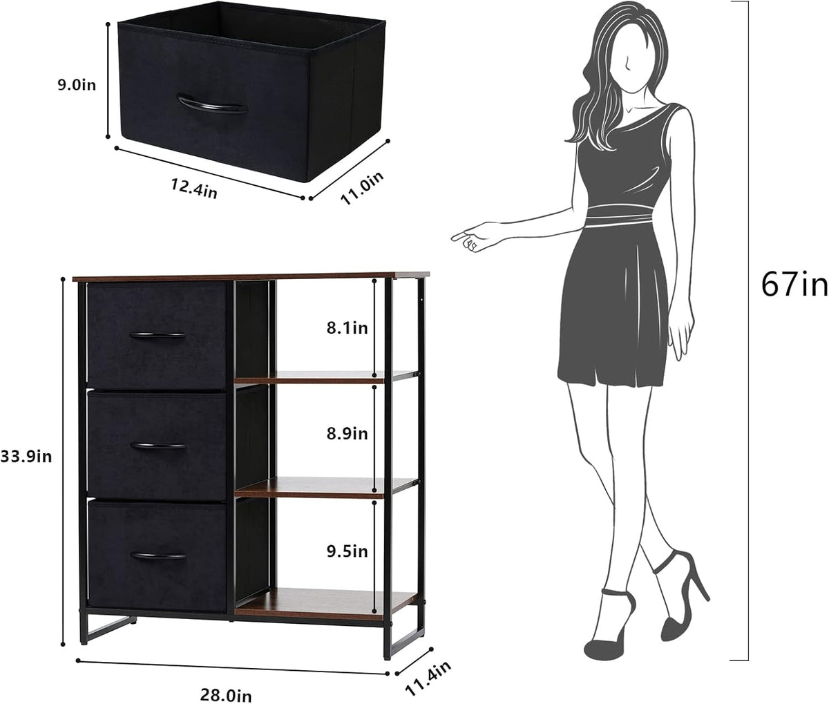 3 Drawer Dresser with Shelves G982795
