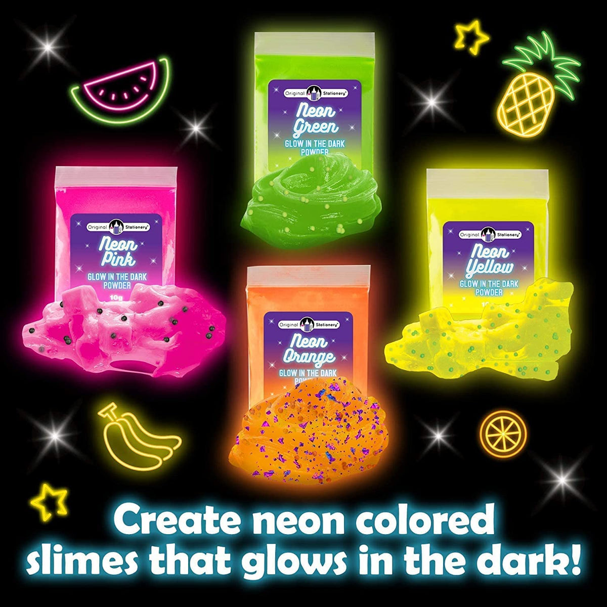 Glow in The Dark Slime Kit, 39 Piece Kit with Glitter S3550