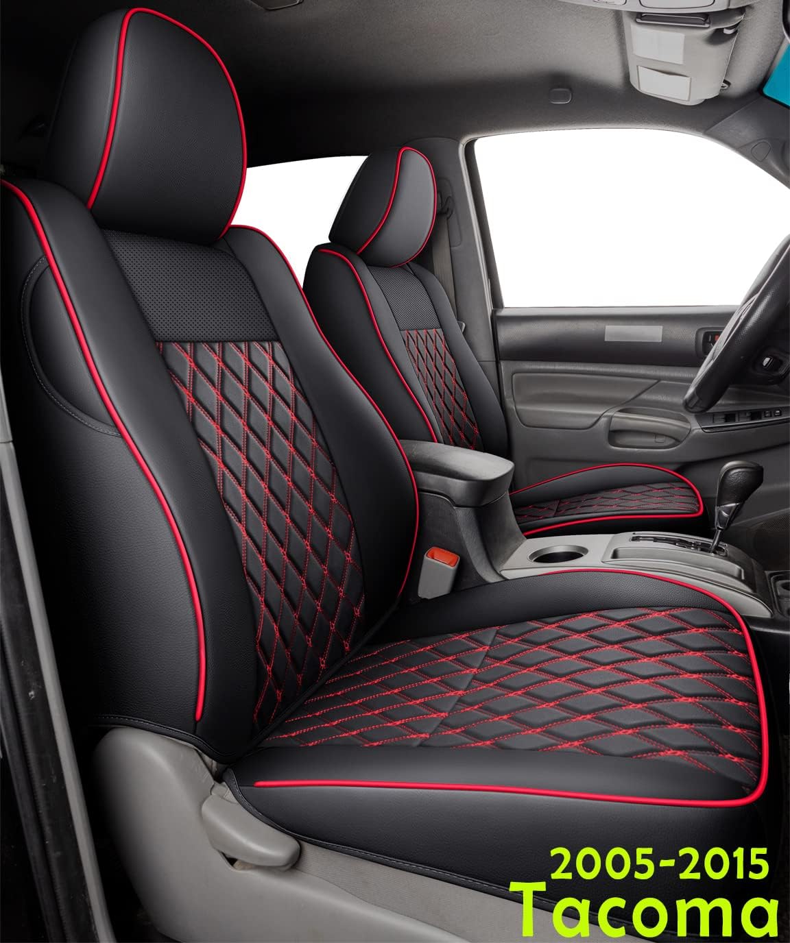 Black-Red Faux Leather Full-Set Seat Covers G5991