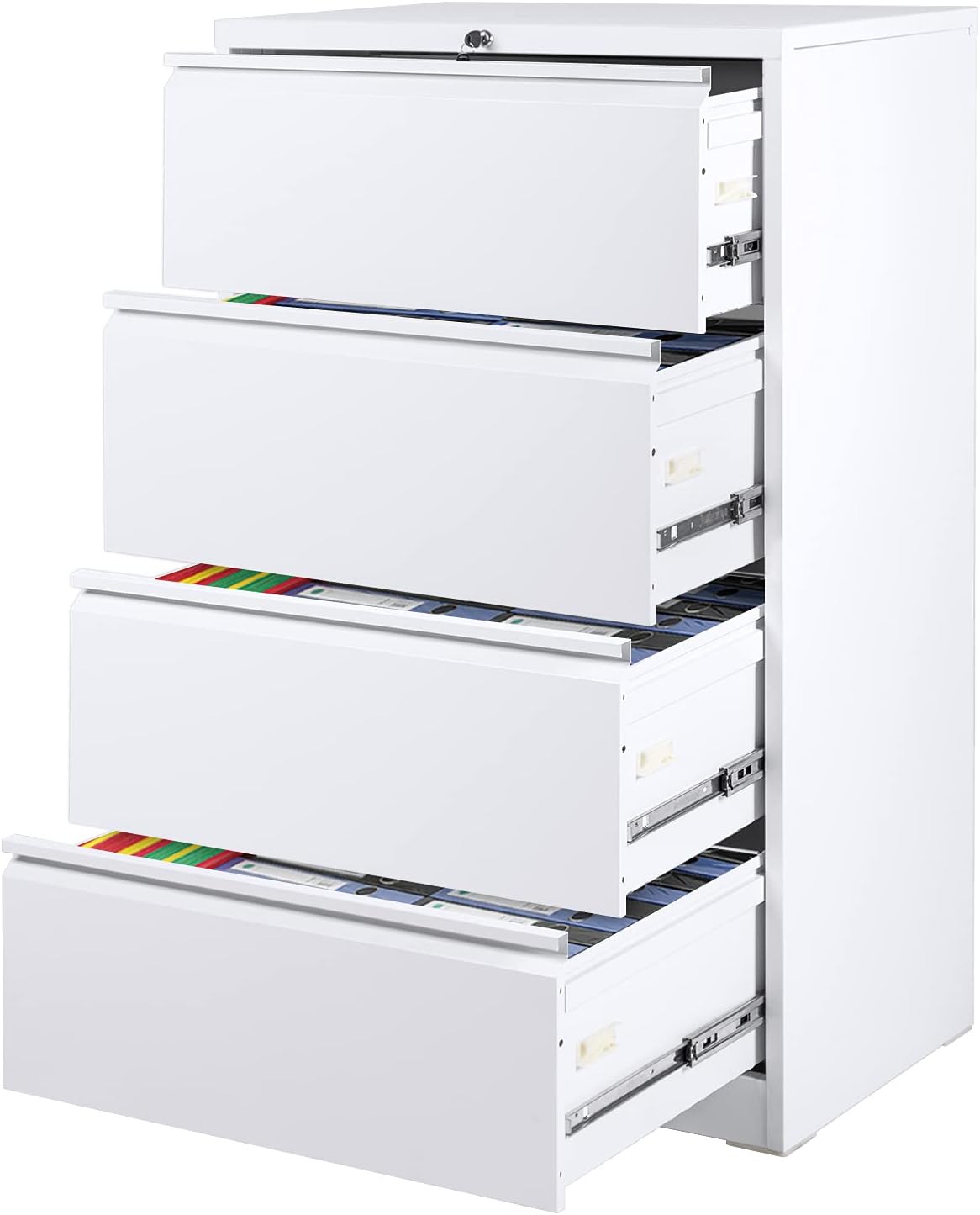 Black 4 Drawer Steel Lateral Filing Cabinet with Lock G324