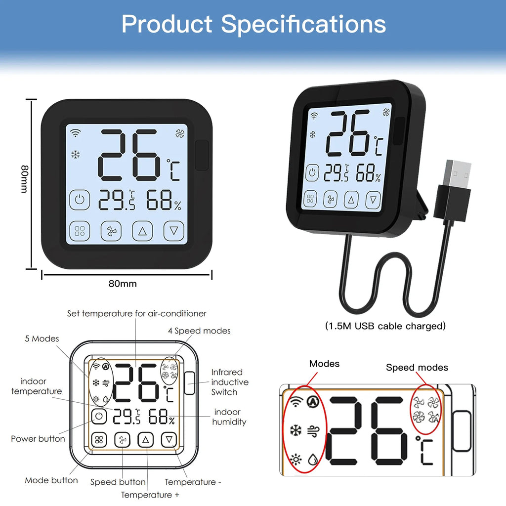 Smart Wifi IR Air Conditioner Controller with LCD Display J32872