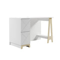 White 2-Drawer Birch Plywood Desk D7170