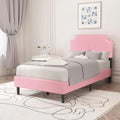 Pink Upholstered Twin Bed Frame with Wooden Slats U762