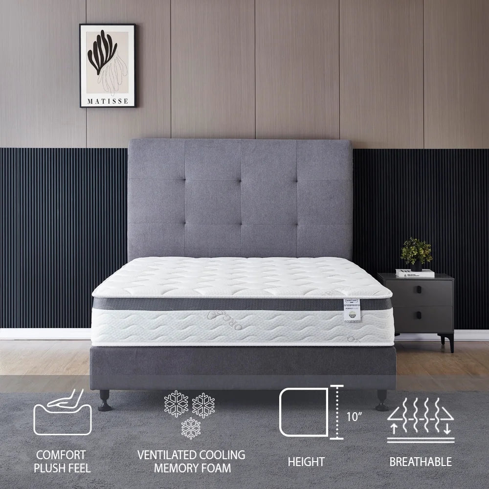 Queen Size 10 Inch Memory Foam Spring Hybrid Mattress J91920