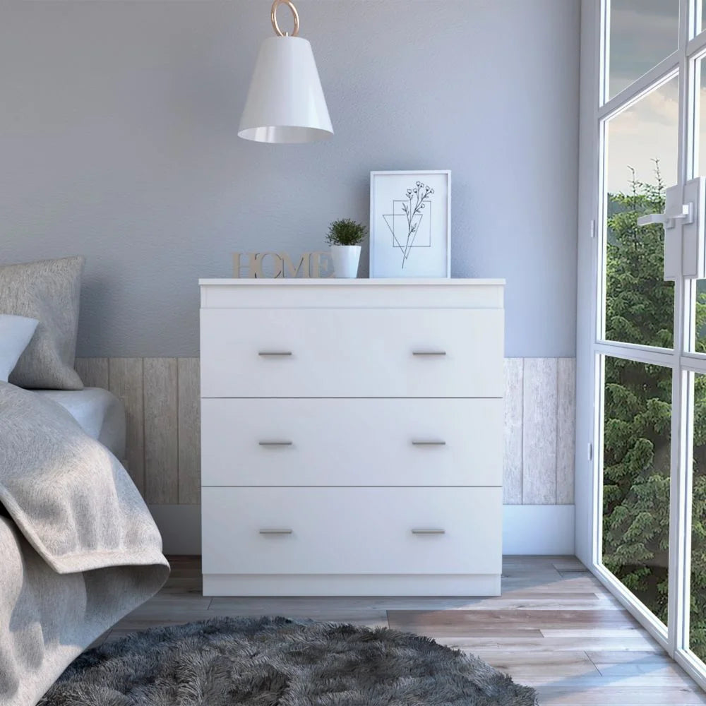 Black 3 Drawer Dresser with Metal Handles G3267