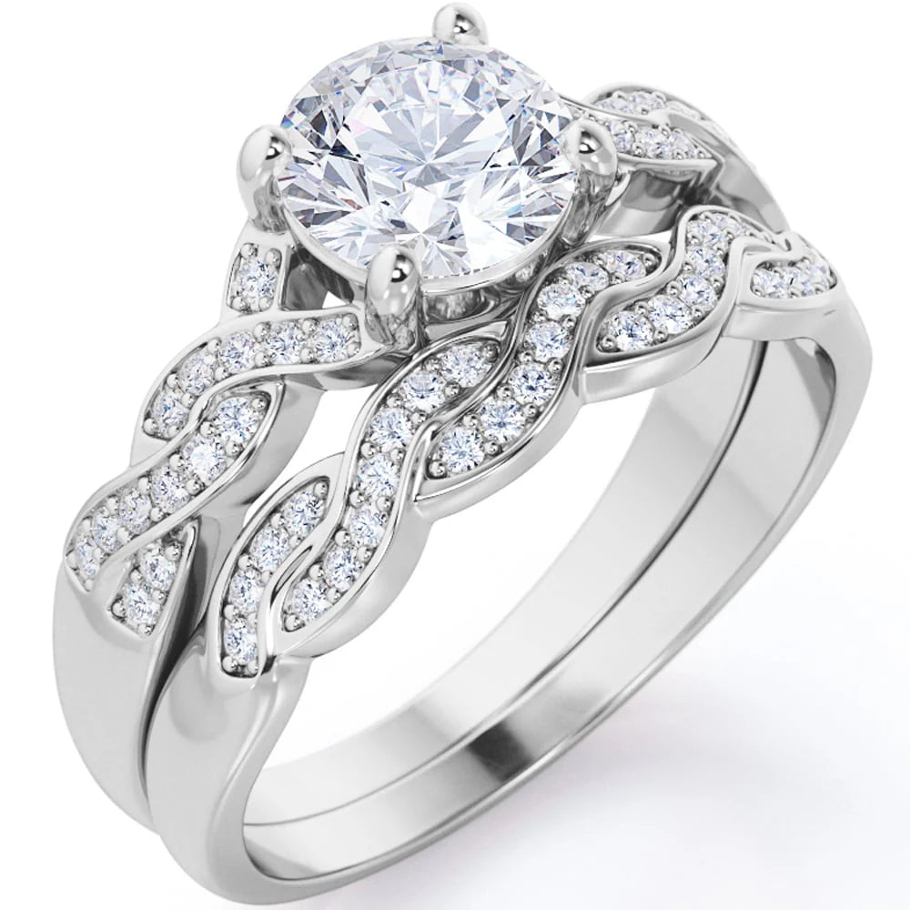 1.25 Carat Round Cut Moissanite Wedding Set B14746