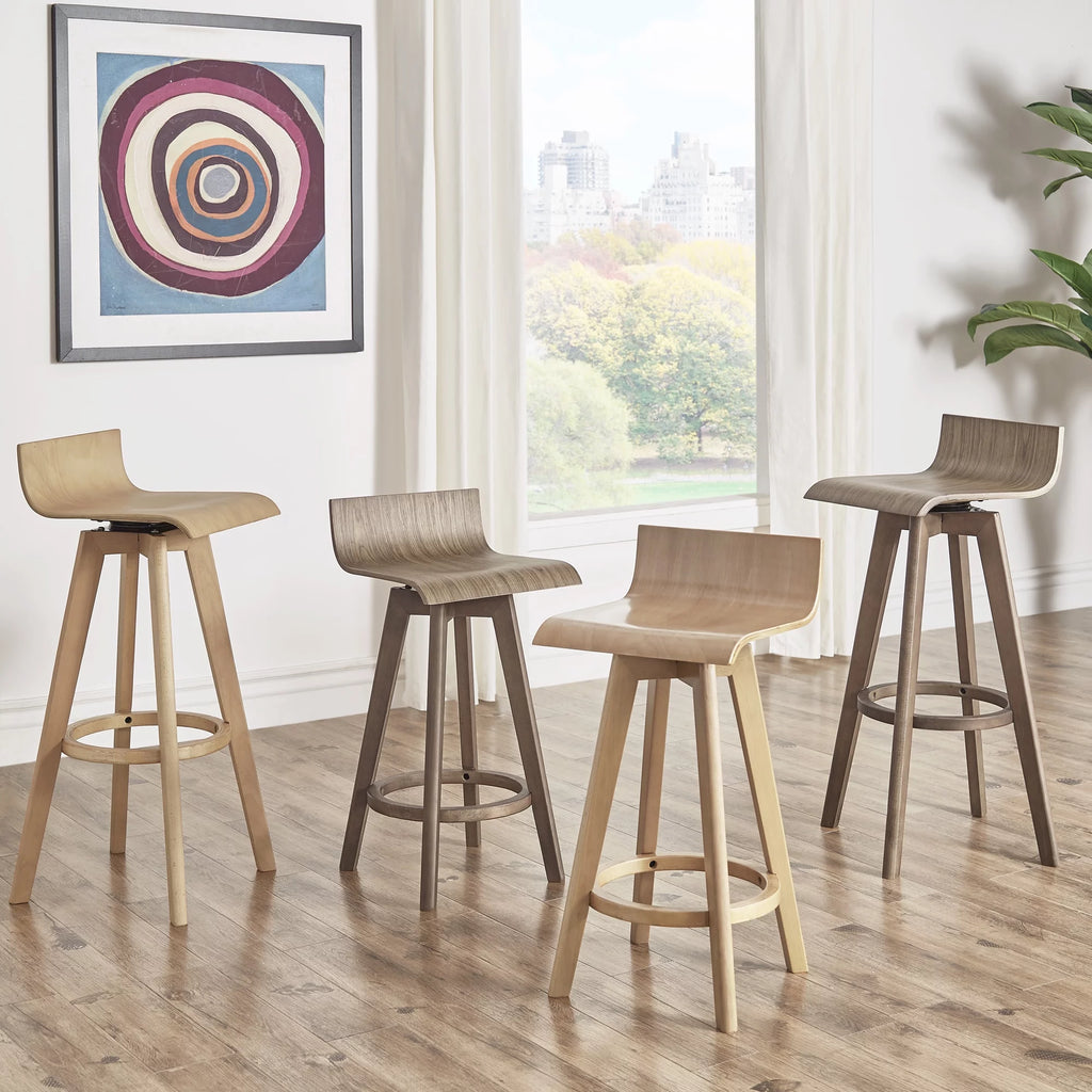Set of 2 Natural Wood Swivel Counter Stool U67884