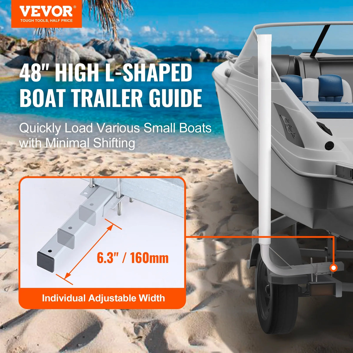 48” Galvanized Boat Trailer Guide on PVC Poles B72634