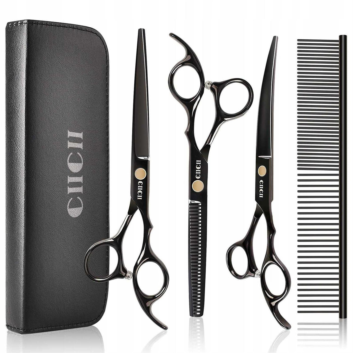 7 Inch Dog Grooming Scissors Kit with Curved Scissors Z67481