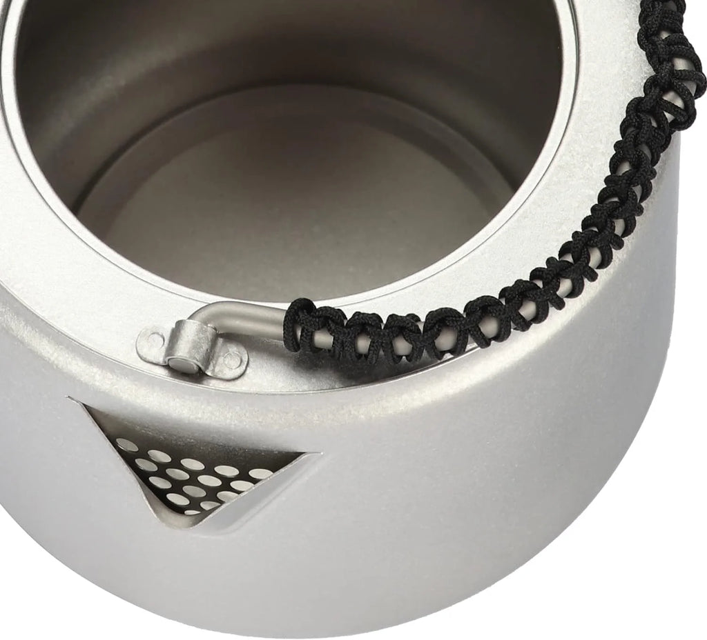 Titanium Camping Kettle with Lid Folding Bail Handle 1200ml J88465