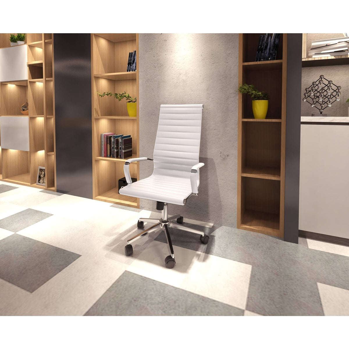 White Ergonomic High Back PU Leather Swivel Office Chair U19858