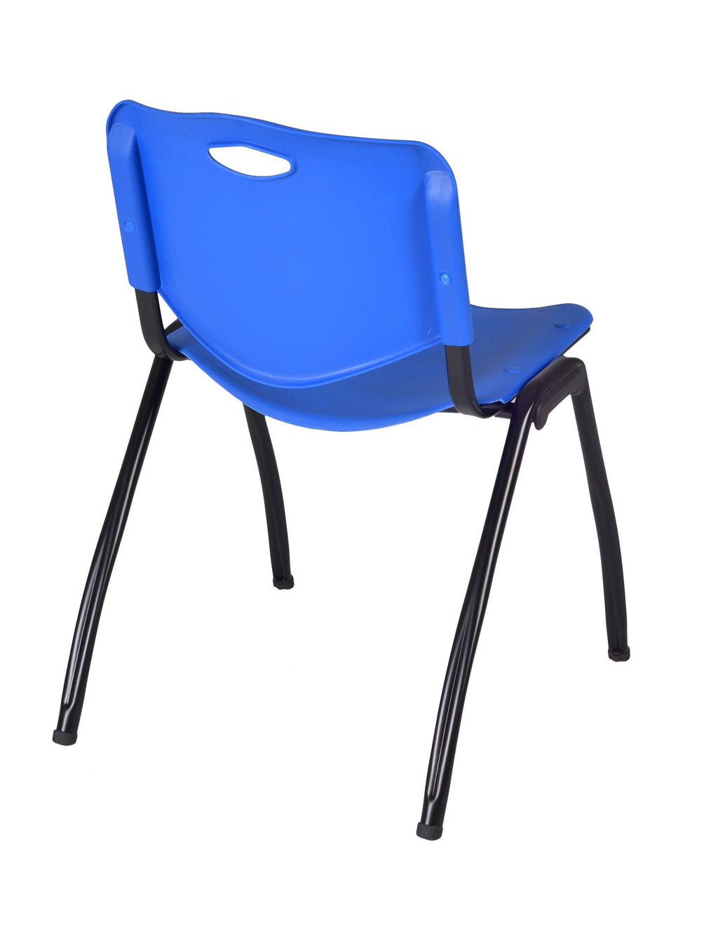 30x22 Round Breakroom Table Grey & 4 Stack Chairs Blue O5793