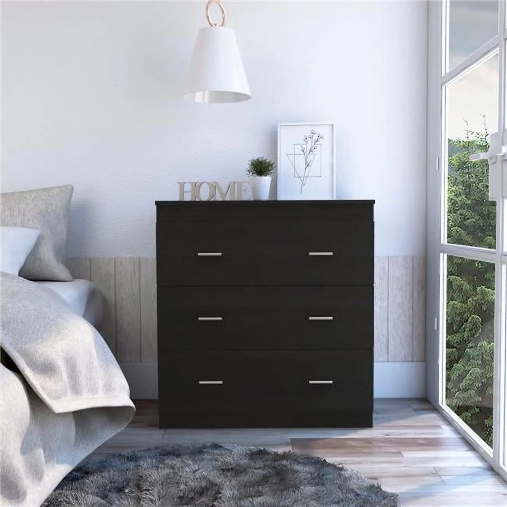 Black 3 Drawer Dresser with Metal Handles G3267