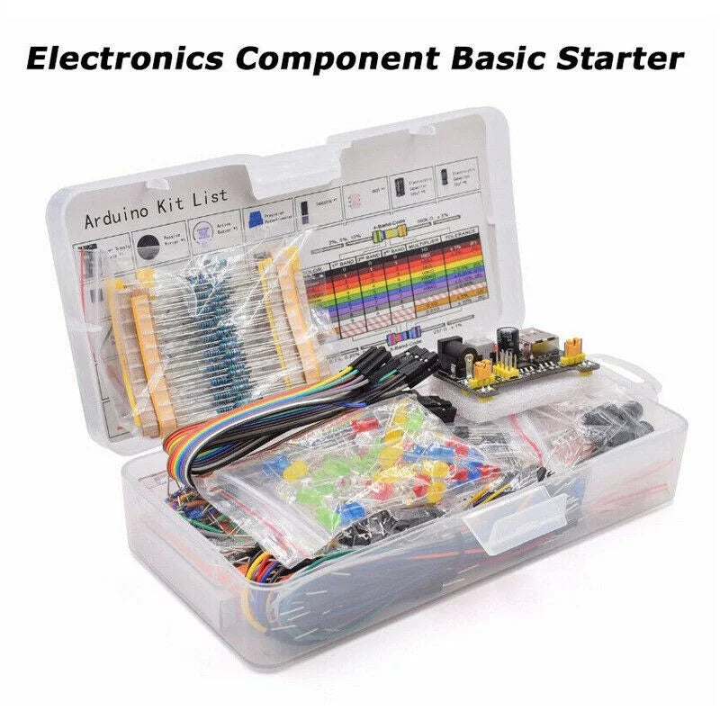 Basic Component Starter Kit with Breadboard Power Supply Jumper Wires Resistors Capacitors LED S836