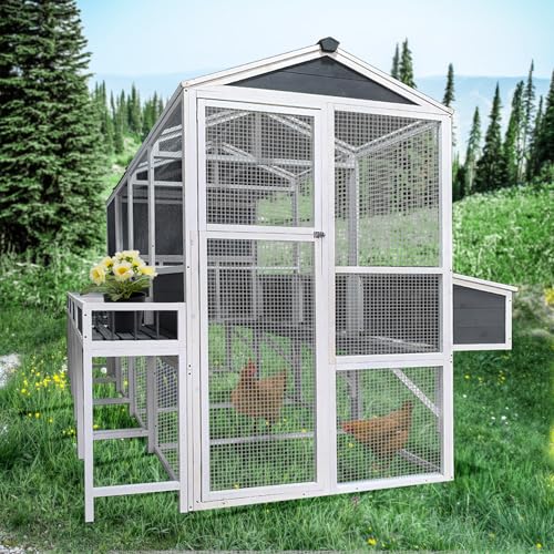 Gray 3-Tier Wooden Chicken Coop with Run X169083