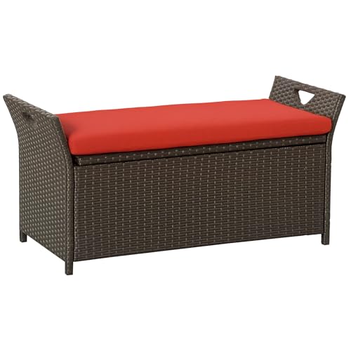 29 Gallon Wicker Storage Bench with Cushion J598
