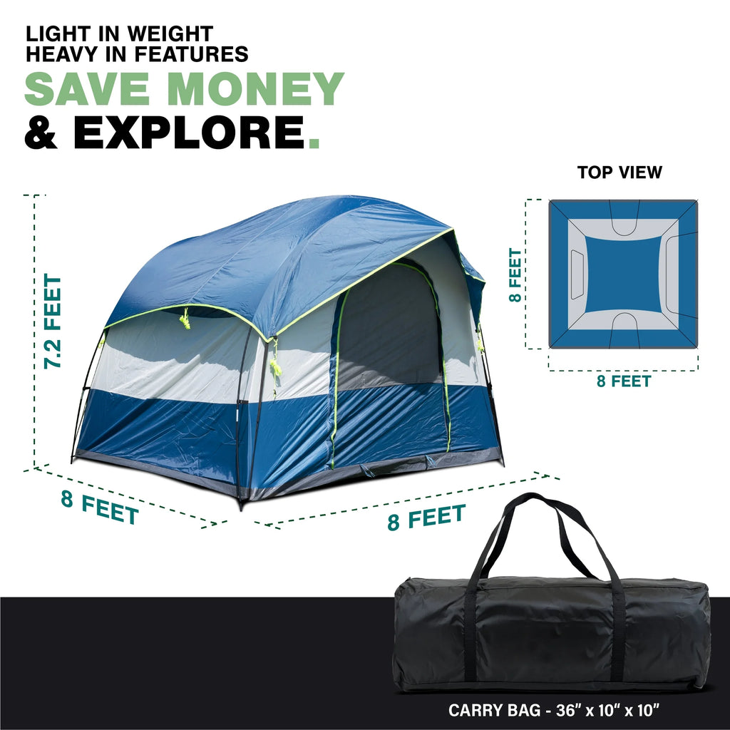 8-Person Camping Tent with Rainfly and Storage Bag N376
